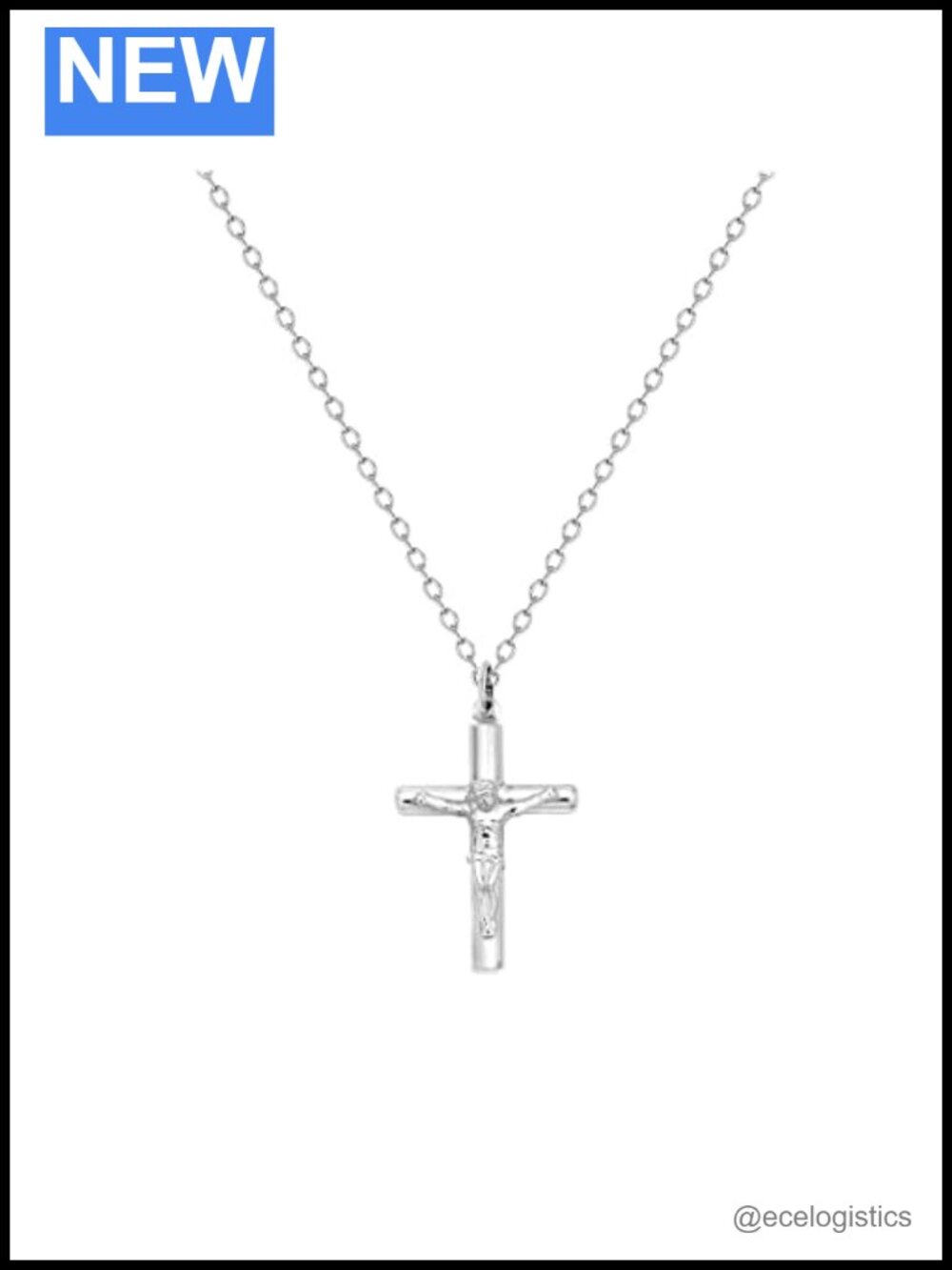Sterling Silver Polished Italian Crucifix Cross Pendant Necklace